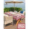 thumbnail image 6 of 52x70 Inch Outdoor Tablecloth with Umbrella Hole Zipper Rectangle Red Floral Rectangular Tablecloths Waterproof Vintage Flowers Botanical Farmhouse Greek Key Patio Table Cloth Cover for Picnic, 6 of 8