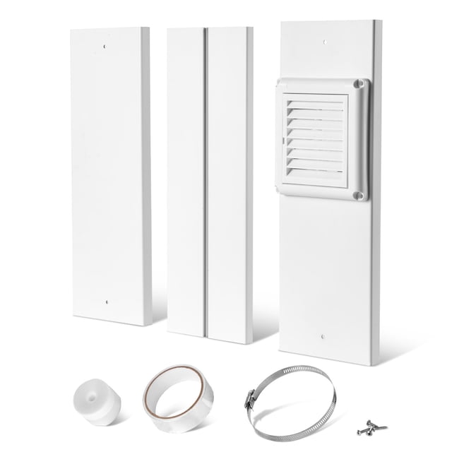 KFFKFF Dryer Vent Window Kit, Fits 4-Inch Exhaust Hoses, Adjustable Length, Sturdy PVC and PP Materials