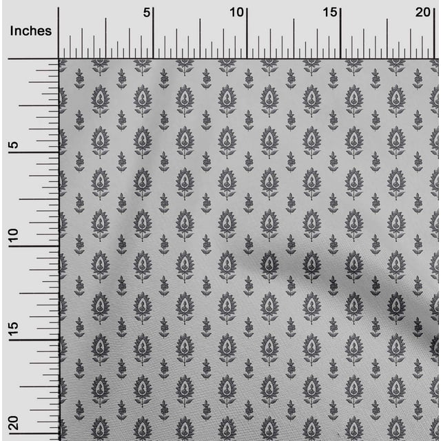 oneOone Silk Tabby Fabric Leaves & Floral Block Print Sewing Fabric BTY 42 Inch Wide