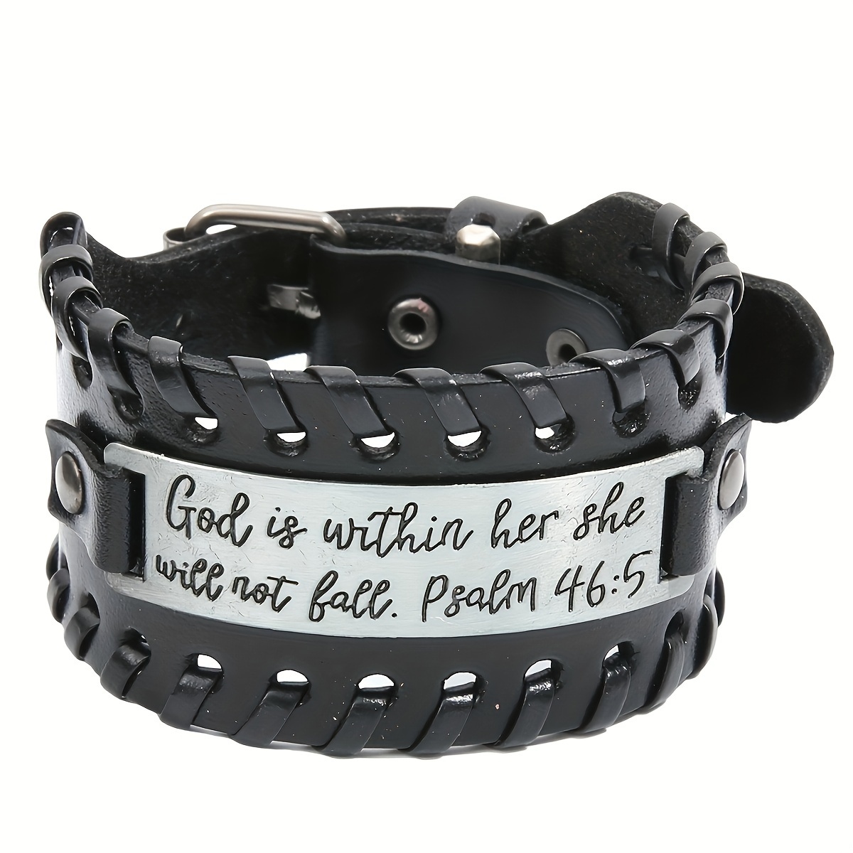 1pc punk style retro leather bracelet, men's fashion bracelet,Black
