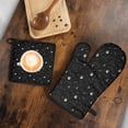 thumbnail image 5 of Black Night Sky Pattern Kitchen Oven Mitt and Pot Holder Sets 2 Pcs for Baking, Cooking and Grilling, Heat Resistant Up To 392 °F, 5 of 7