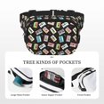 thumbnail image 5 of Fuzoiu Colorful Retro Tape Print Unisex Square Double Layer Waist Bag,Crossbody Fanny Pack Travel Workout Accessory, 5 of 9