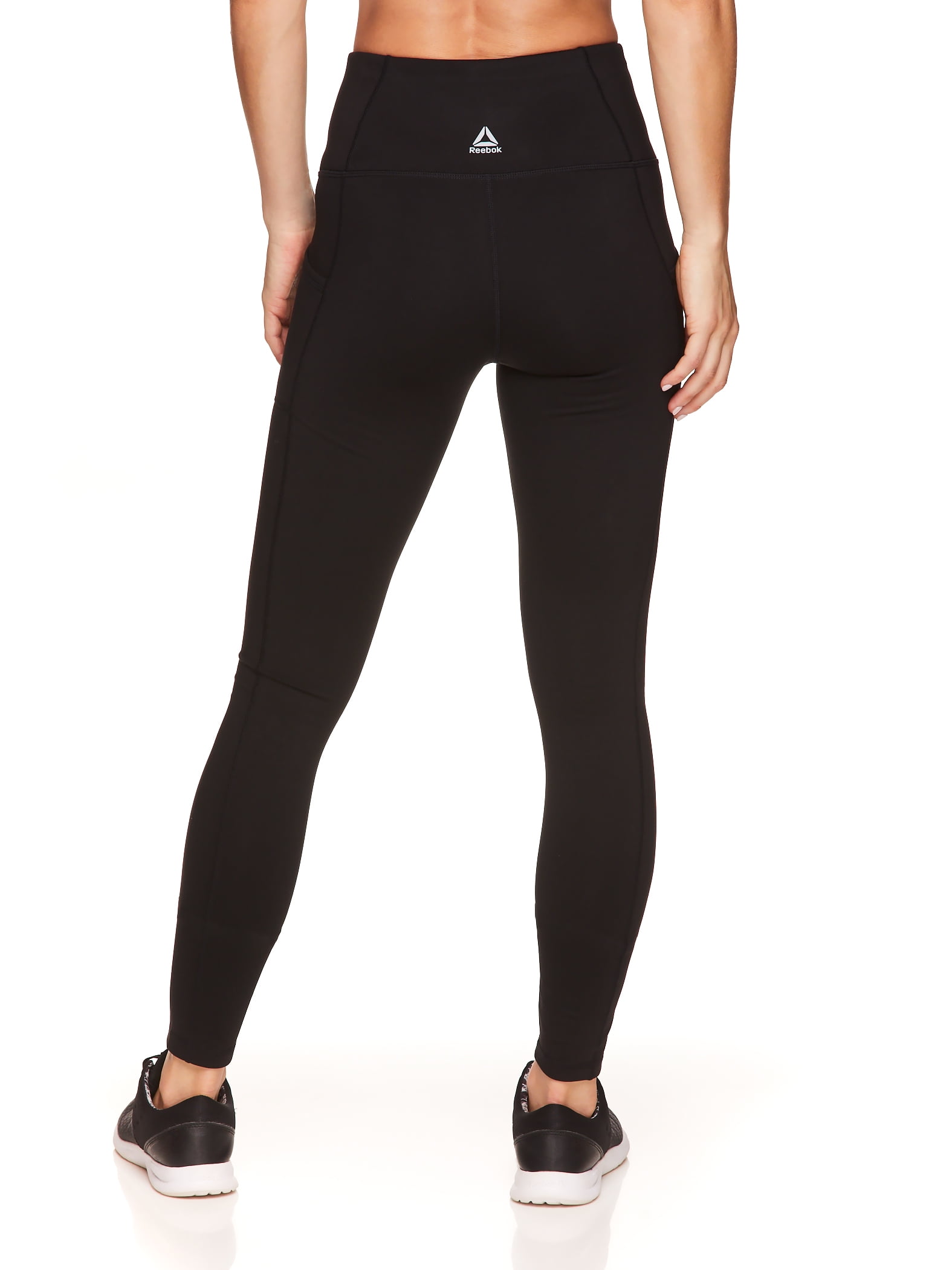 Reebok Training high shine high waisted panelled leggings in black