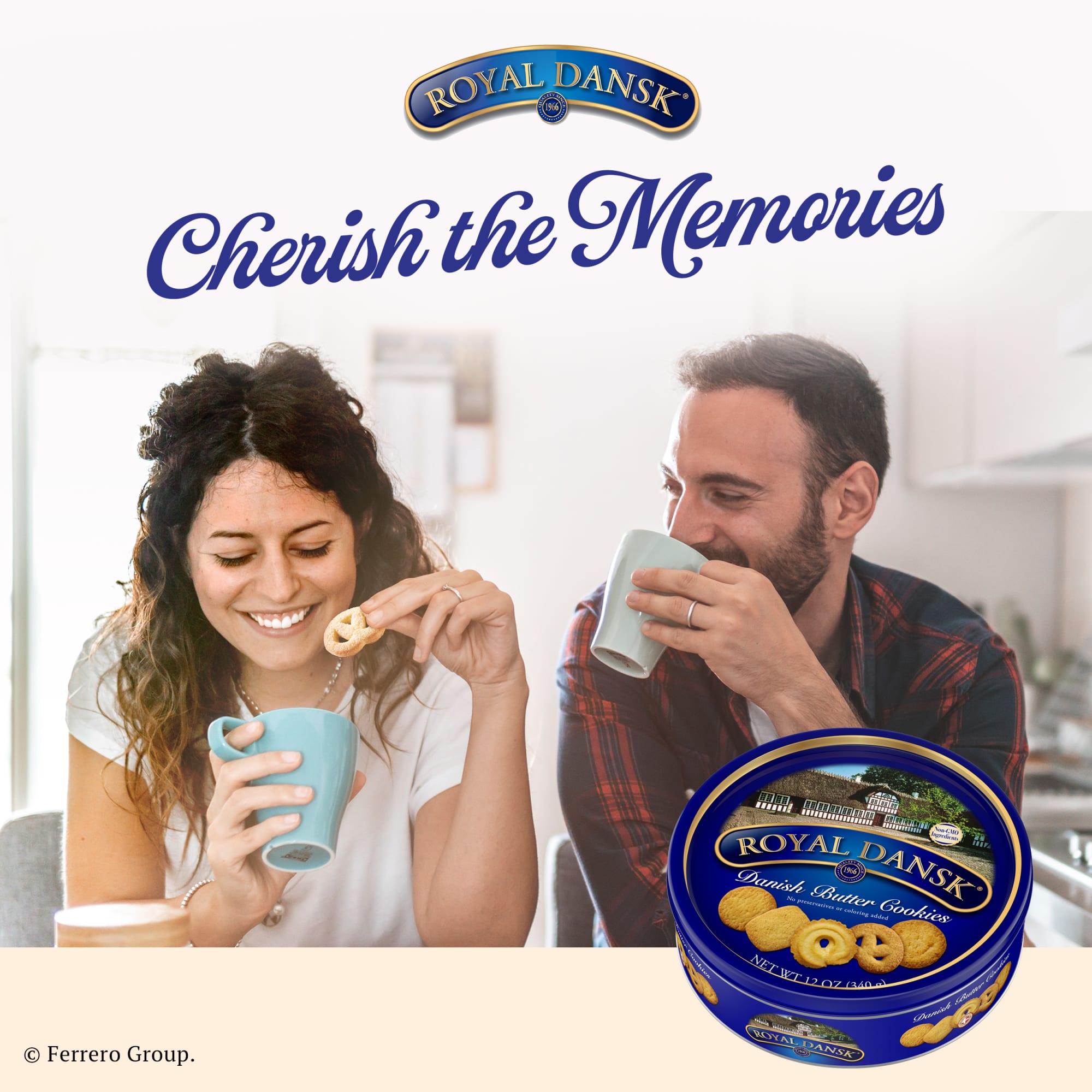 Royal Dansk Danish Cookie Selection 12oz Tin (Pack Of 4) – No Preservatives, Almond & Vanilla