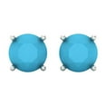 thumbnail image 3 of 4 Ct Round Cut Studs Blue Turquoise 18K White Solid Solid Gold Everyday Dainty Earrings Screw Back, 3 of 7