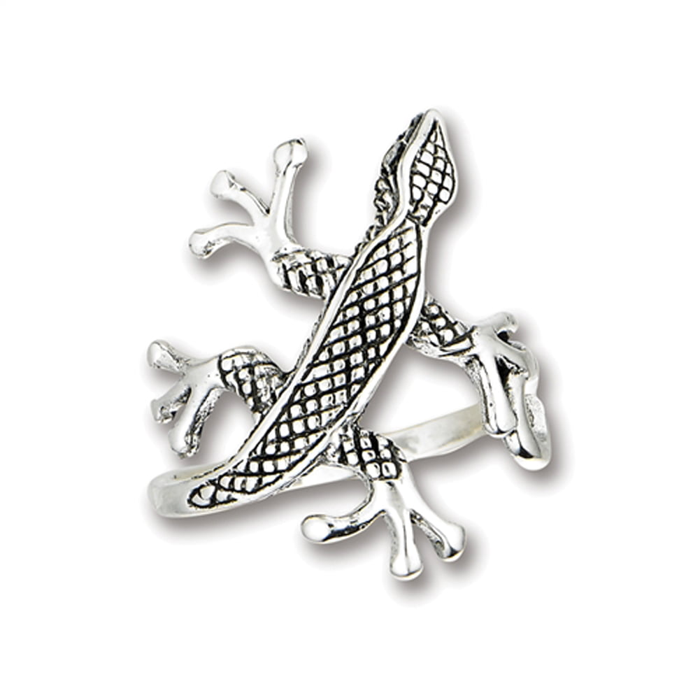 Long Lizard Ring Nice Detail All Genuine Sterling Silver.925 Size 6 TO 10