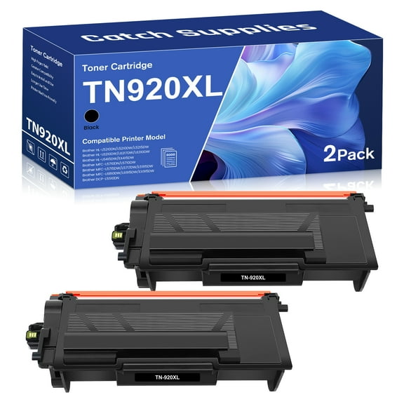 Catch Supplies TN920XL TN920 Toner Cartridge with Chip Compatible for Brother TN-920XL TN-920 High Yield to Use with HL-L6210DW HL-L5210DW HL-L6210DWT HL-L5210DN HL-L5210DWT (2*Black)