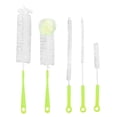 thumbnail image 1 of Juego de cepillos para botellas de grado alimenticio, mango largo, 5 tipos de limpiador para botellas de agua, vino, botellas deportivas, comederos para colibríes, color verde, 1 of 14