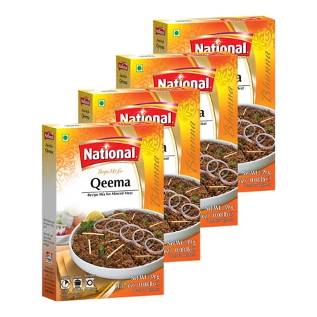 National Foods Qeema Recipe Mix 1.37 oz (39g) | South Asian Curry Masala Powder | Traditional Mince Stew Seasoning | Box Pack | Pack of 4