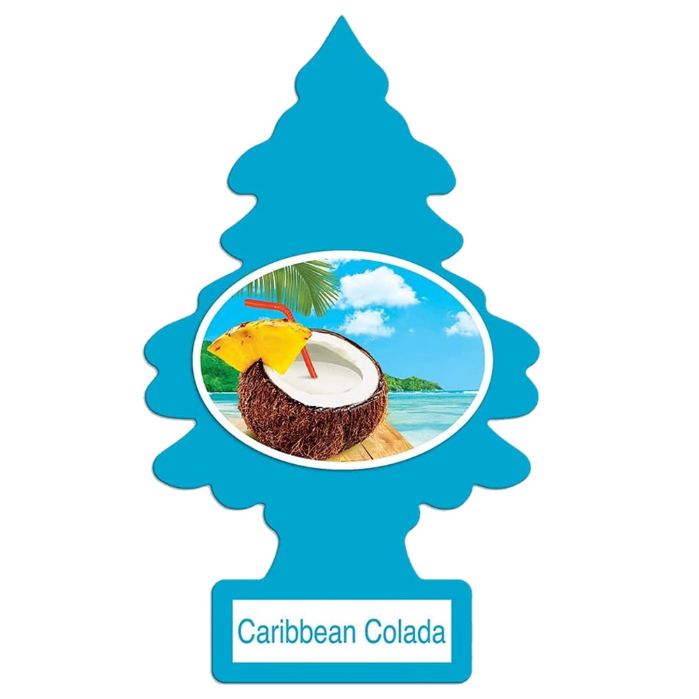 LITTLE TREES Car Air Freshener, Hanging Paper Tree for Home or Car, Caribbean Colada, 24 Pack