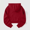 thumbnail image 3 of AKOEE Women's Crop Hoodies Y2K Casual Comfy Loose Plain Pullover Hooded Drawstring Sweatshirts Long Sleeve, Wine L, 3 of 5