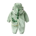thumbnail image 2 of GiLiling Baby Plush Halloween Dinosaur Winter Jumpsuit with Tail, Attached Tail, Front Zipper, Kids Halloween Holiday Party Wear (Green, 9-12 Months), 2 of 9
