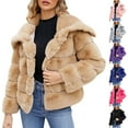 thumbnail image 5 of ZACPNCV Womens Ladies Warm Faux Furry Jacket Winter Solid Turn-Down Collar Outerwear Purple, 5 of 5
