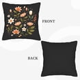 thumbnail image 6 of Elegant Floral Throw Pillow Covers Set of 2 - 18x18in Decorative Cushion Cases for Couch Bed Car - Black Background with Peach White & Green Flowers in Circular Design, 6 of 8