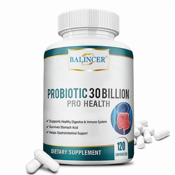 Balincer Probiotic Supplement, 30 Billion CFU, 120 Veggie Capsules, Supports Gut Health & Immune Function