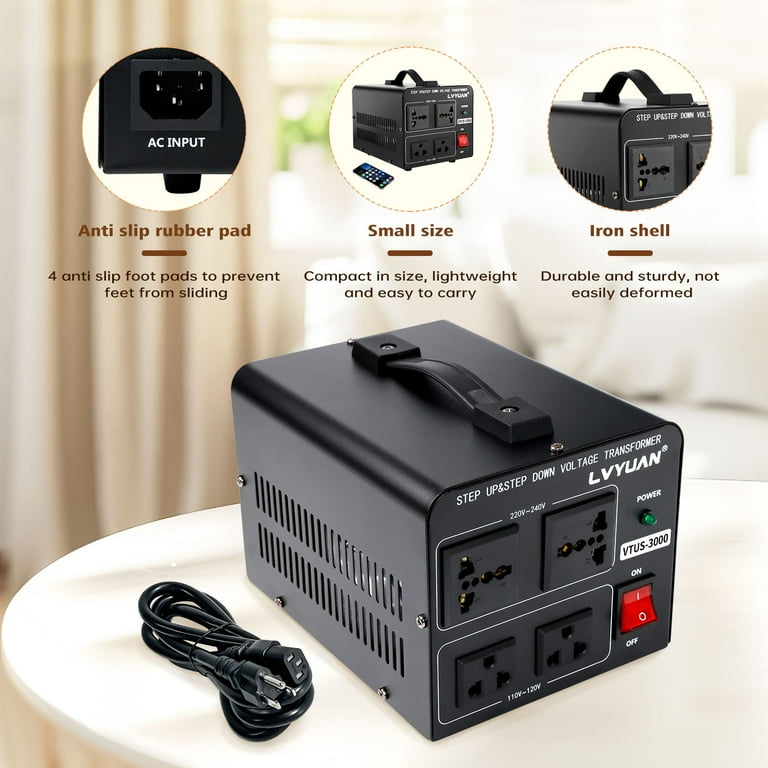 LVYUAN 3000W Step Up/Down Voltage Transformer, 110V to 220V