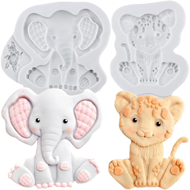 Moldes de silicona para fondant Lingzhi Elephant Lion para decoración de tartas