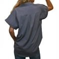 thumbnail image 2 of Camisa informal para mujer Minnieouse Blusa con botones y Cuello en V Color sólido con bolsillo Gris L, 2 of 6