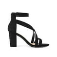thumbnail image 3 of BLISSFUL STEP Women Crisscross Ankle Strap Block Heel Sandals Black 7, 3 of 7