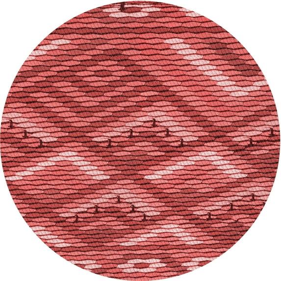 Ahgly Company Indoor Round Patterned Bean Red Area Rugs, 4' Round