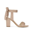 thumbnail image 3 of BLISSFUL STEP Women's Sandals Ankle Tie Back Open Toe Block Heels Nude 7, 3 of 7