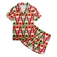 thumbnail image 3 of Christmas Pajamas Toddler Cute Print Girls Silk Pajamas Set Short Sleeve Button Down Nightwear with Shorts Set Toddler Cute Clothes for Girls 2T, 3 of 3