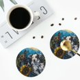 thumbnail image 5 of Pofeuu Sunset Sunflower Dog Print Leather Coasters Set of 6, Round Cups Mugs Mat Pad for Home Kitchen Heat Resistant Drink Coasters,Round Shape, 5 of 7