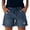 A-Blue1435, variant on XIAONU Solid Denim Shorts for Women Drawstring Waist Daily Wear Shorts