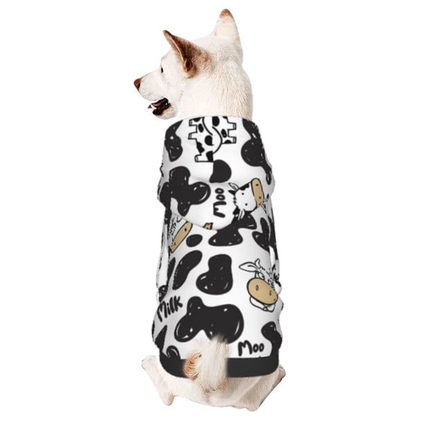 Fotbe Cow Sudadera con Estampado para Perros Pequeños – Suéter con Capucha para Mascotas, Tela Suave de Forro Polar con Bolsillo-Large