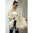 thumbnail image 4 of ZhangBaoLin Women Shawl Wrap Cardigan Faux Fur Collar Poncho Cape Sweater Tassels Knit Coat, 4 of 7