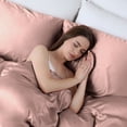 Martex Elegance 4-Piece Queen Satin Sheet Set | Silky Smooth | Great for Hair & Skin | Rose Gold