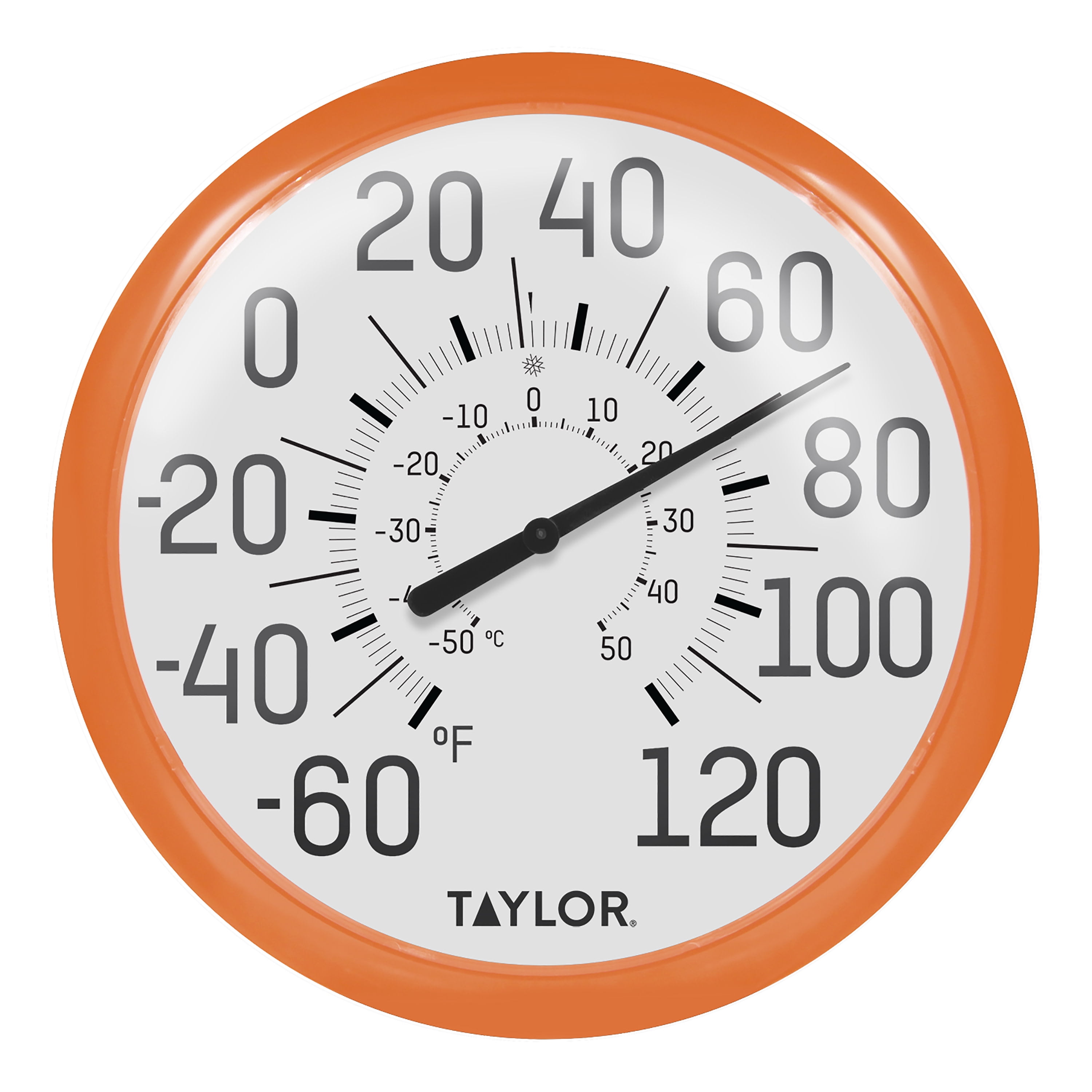 Orange Indoor Outdoor Garden 13.25-Inch Taylor Big And Bold Dial Thermometer 