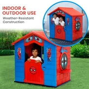 Marvel Spider-Man Plastic Indoor/Outdoor Playhouse with Easy Assembly by Delta Children, Blue/Red