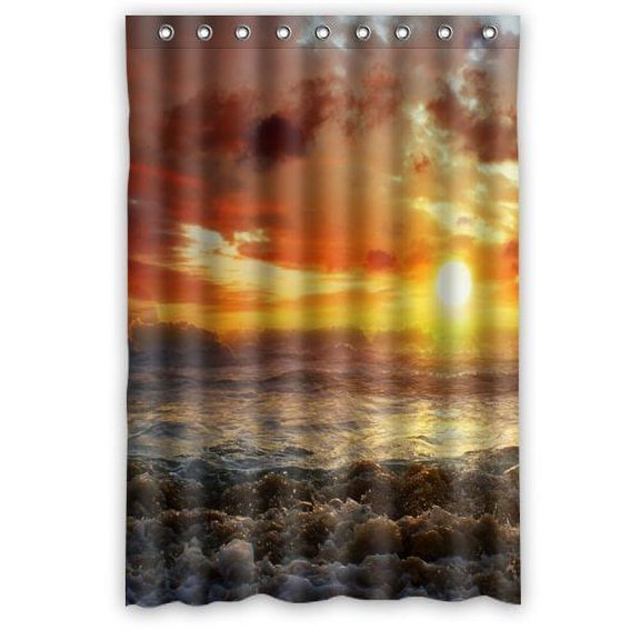 HelloDecor The Sea Life Shower Curtain Polyester Fabric Bathroom Decorative Curtain Size 48x72 Inches