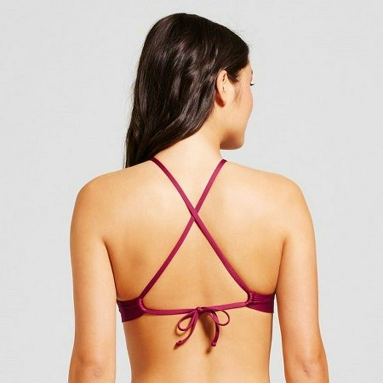 Mossimo Deep Red Burgundy High Neck Halter Crochet Bikini Top - Main Image