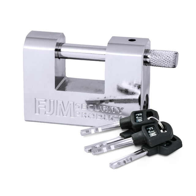 FJM SPSA80-KD D-Style High Security Padlock, Home Improvement Anti Theft Trailer Lock, Bike Lock, & Door Lock. Also for Outdoor Storage Shed, Includes Master Lock Set, Keyed Different, 3 1/8"