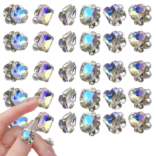 30 Uds. De decoraciones 3D para decoración de uñas, gemas para uñas, diamantes de imitación, joyería para manicura, diamantes de imitación para uñas, dijes artísticos para uñas para mujer