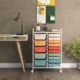 thumbnail image 3 of Costway 15 Drawer Rolling Storage Cart Tools Scrapbook Paper Office School Organizer Multicolored, 3 of 10