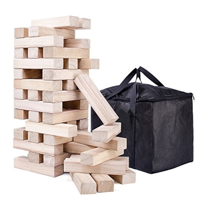 NEOWOWS Giant Stacking Games for Kids Hardwood Tumbling Timbers Building Tower Camping Games