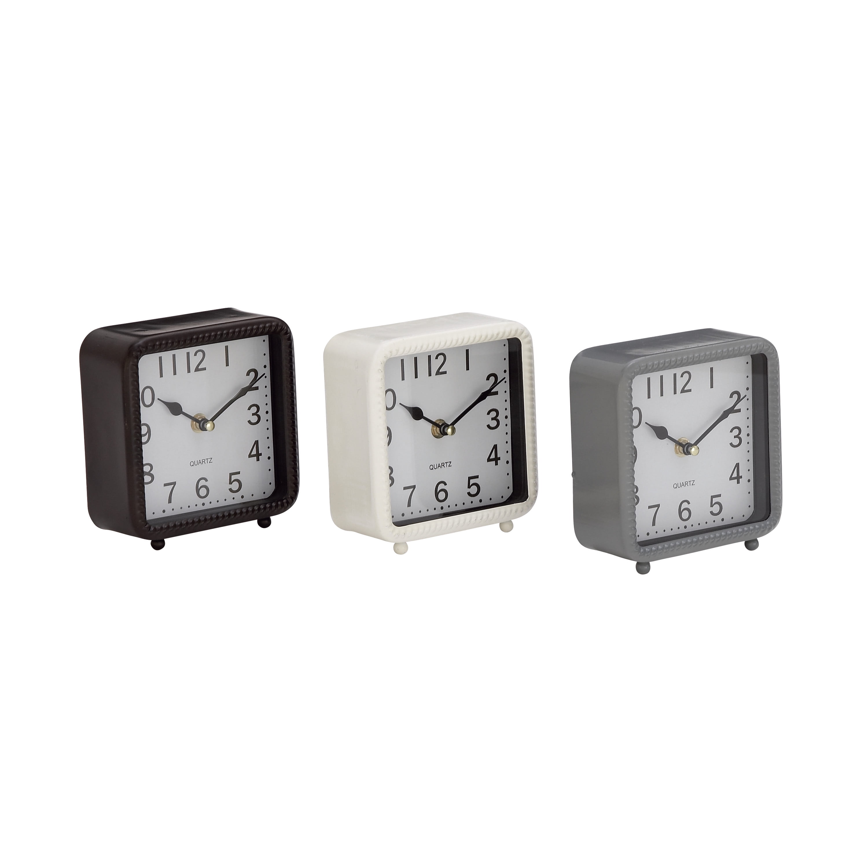 DecMode 6" White Metal Clock, Set of 3