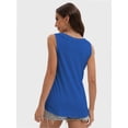 thumbnail image 3 of Women's V-Neck Sleeveless Tunic Top - Loose Fit Casual Tank with Curved Hem, Summer Comfort Wear, 3 of 4