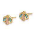 thumbnail image 2 of 14k Madi K Blue & Pink CZ Seashell Post Earrings QSE2888, 2 of 4