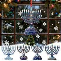 Viral Hanukkah Menorah Ornament - Traditional Jewish Festival Decor, Durable Metal/Resin Design for Home, Mantel & Holiday Displays, Festive 9-Branch Candlestick Themed Decorative Pendant, 3.18in, A