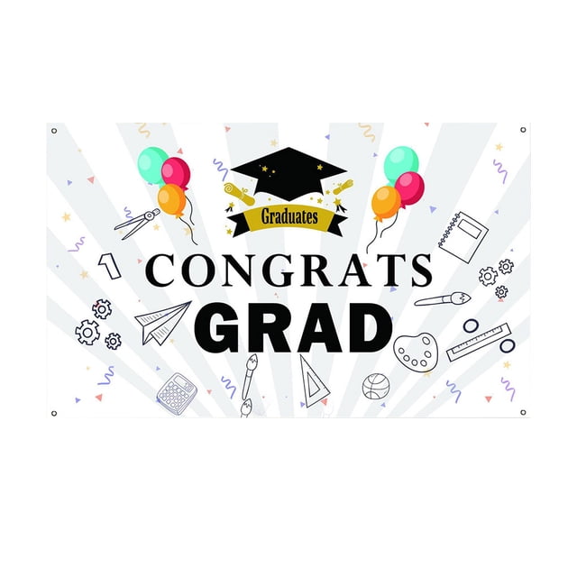 Banner de graduación, póster, poliéster, festival, telón de fondo, felicitaciones escolares, suministro de decoración de suspiros, tipo 2 Eigraketly HA7653-02B