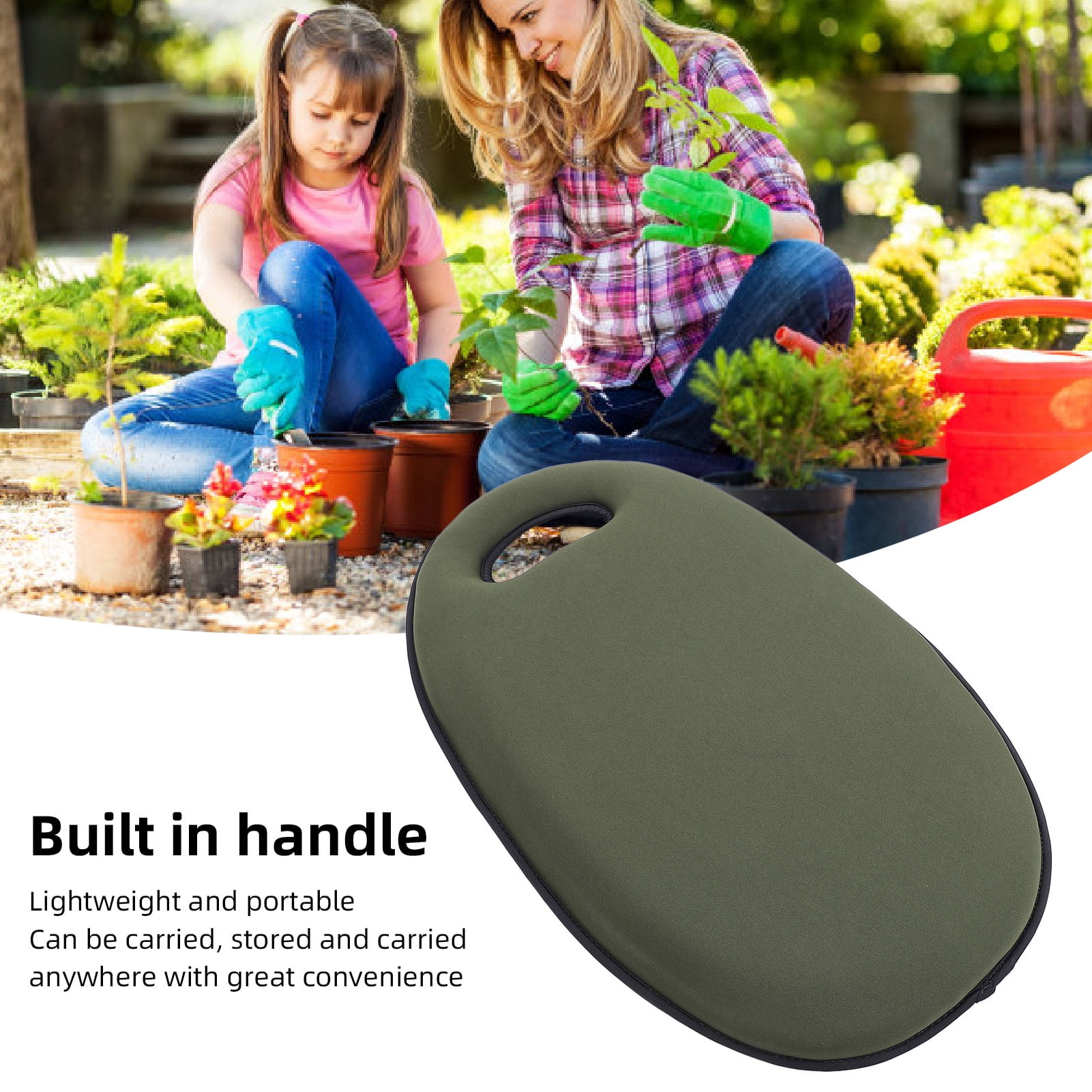 YAHHU Army Green Outdoor Multifunctional Garden Kneeling Pad Lightweight SBR Sponge Knee Cushion Mat With Handle For Gardening Camping Yard Work Auto Repair (19.69 x 11.42 x 1.57 Inches)