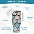 thumbnail image 2 of Yayeee 40oz Stainless Steel Tumbler with Straw and Handle Double-Wall Insulated Travel Water Bottle, Blue Shimmering Pattern, 2 of 8