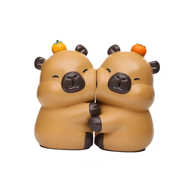 2 estatuas de capibara, soportes para libros, sujetalibros, adornos creativos de mesa, soportes para estanterías de libros para entrada, gabinete y