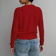 thumbnail image 4 of Cropped Cardigan Sweater for Women Long Sleeve Crewneck Solid Button Down Knit Coat Red M, 4 of 4