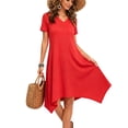 thumbnail image 2 of MecTo Summer Dresses for Women Soft V-neck Short Sleeve T shirts Asymmetrical Hem Casual Dress with Pockets, 2 of 8