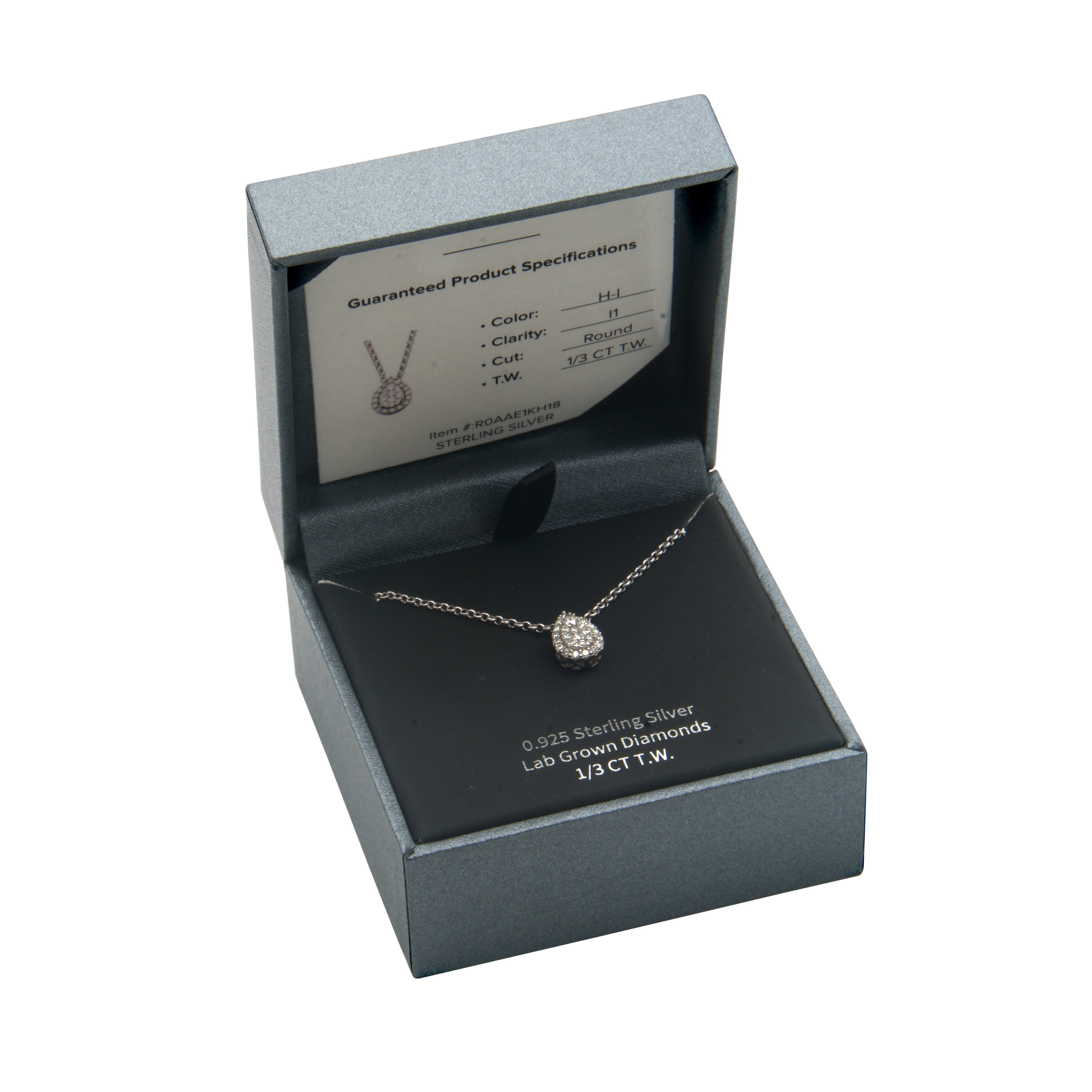 Forever Facets 1/3 CT TW Lab Grown Diamond Necklace in Platinum over Sterling Silver, Adult Female